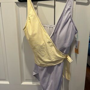 Yellow and Purple Wrap swimsuit